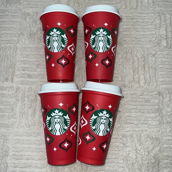 Bundle of 4 Starbucks holiday reusable cups and lids, 2023, new condition - Picture 8 of 16